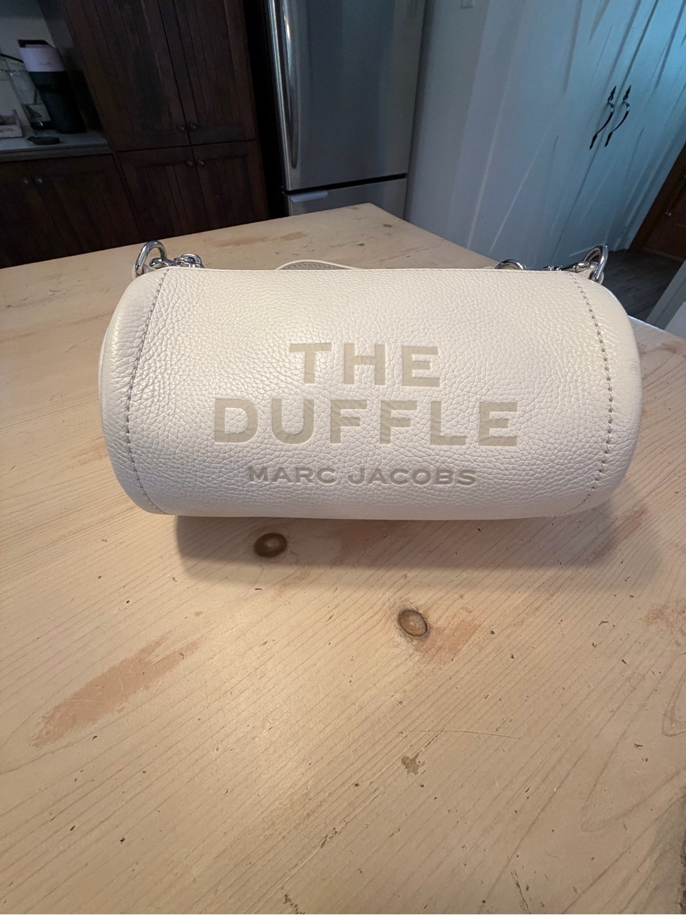 Marc Jacobs Large Duffle Bag in White Pebbled Leather